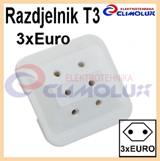 Utikač razdjelnik T3 EURO - trostruki